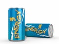 Two Energy Drinks Cans against White Background Royalty Free Stock Photo