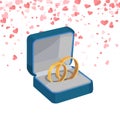 Two engagement rings in box vector jewelry items Royalty Free Stock Photo