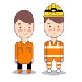 Two engineers with helmets and vests. Search and resque team or worker in engineering construction mining. safety Royalty Free Stock Photo