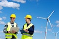 Two Engineers in a Wind Turbine Power Station Royalty Free Stock Photo