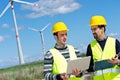 Two Engineers in a Wind Turbine Power Station Royalty Free Stock Photo