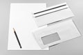 Two Envelopes, Blank Sheets of Paper, and Pencil Royalty Free Stock Photo