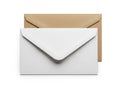 Two envelopes, one white and one brown, placed on a white background Royalty Free Stock Photo