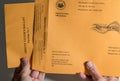 West Virginia absentee ballot envelopes and check list for mail-in voting in election