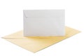 Two envelopes in white and kraft paper on isolated white background with shadows Royalty Free Stock Photo