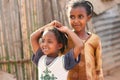 Two Eritrean little girls near their home, on the outskirts of Asmara, Eritrea