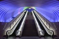 Two Escalators with Blue Light overhead