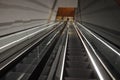 Two escalators going down with no one around Royalty Free Stock Photo