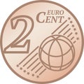 Two Euro Cent Coin Royalty Free Stock Photo