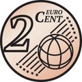 Two Euro Cent Coin Royalty Free Stock Photo