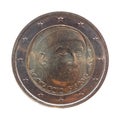 Two euro coin bearing the portrait of Giovanni Boccaccio