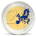 Two euro coin blue europe