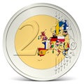 Two euro coin europe with flags