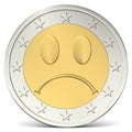 Two euro coin sad smiley Royalty Free Stock Photo