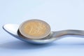 Two Euro coin in a tablespoon