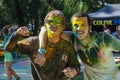 Two European gues celebrate festival Holi