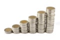 Two euros coins towers Royalty Free Stock Photo