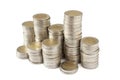 Two euros coins towers