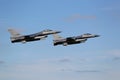 Two f-16 Fighter Jets in formation Royalty Free Stock Photo