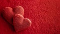 The fabric hearts on red.AI generated image Royalty Free Stock Photo