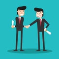 Two-faced guys shaking hands in the business world Royalty Free Stock Photo