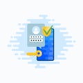 Two factor autentication security illustration. Login confirmation notification with password code message. Smartphone