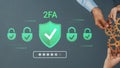 Two-Factor Authentication Concept with Hands Holding Gears and Security Icons Representing Digital Protection and Safe Royalty Free Stock Photo