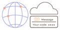 Two-Factor Authentication Concept with Message Code, Cloud, and Global Network Royalty Free Stock Photo