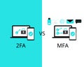 Two factor authentication or 2FA compare with multi factor authentication of MFA Royalty Free Stock Photo