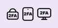 Two factor authentication icon. Black secure user identification with password.