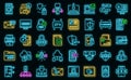 Two factor authentication icons set vector neon Royalty Free Stock Photo