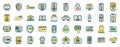 Two factor authentication icons set vector color line