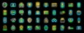 Two factor authentication icons set vector neon