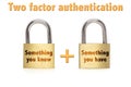 Two factor authentication padlocks concept isolated on white