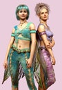 3D model of two fairies Royalty Free Stock Photo