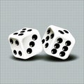 Two falling dice, isolated on Grey Royalty Free Stock Photo