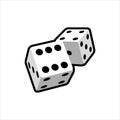 Two falling realistic dice on a white background. Casino design for web applications, infographics, advertising, layout