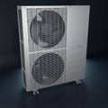 Two-fan outdoor air conditioner unit Royalty Free Stock Photo