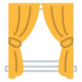 Two fancy yellow curtains, icon