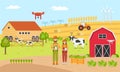 Two farmers with Smart farming. Farm Management Information System