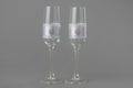 Two fashion decorated wedding wine glasses. Royalty Free Stock Photo