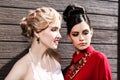 Two fashion models posing Royalty Free Stock Photo