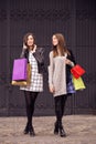 Two fashion models shopping Royalty Free Stock Photo