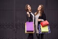 Two fashion models shopping Royalty Free Stock Photo