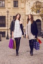 Two fashion models shopping Royalty Free Stock Photo