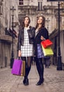 Two fashion models shopping Royalty Free Stock Photo