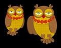 Two fashionable owls set. Royalty Free Stock Photo