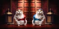 Two fattened British cats dressed in kimono Royalty Free Stock Photo