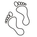 Two feet, contour drawing, vector icon