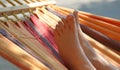 two feet of girl on the hammock